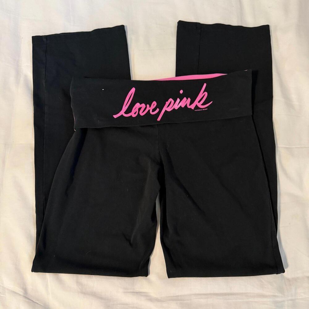 Y2K PINK Victoria's Secret Foldable Waist Flare Yoga Pants